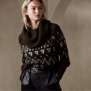 Banana Republic Brae Fair Isle Turtleneck Sweater Size Small Wool Cashmere